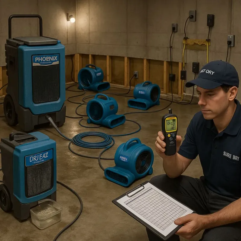 Structural Drying and Dehumidification process in Fort Branch, IN